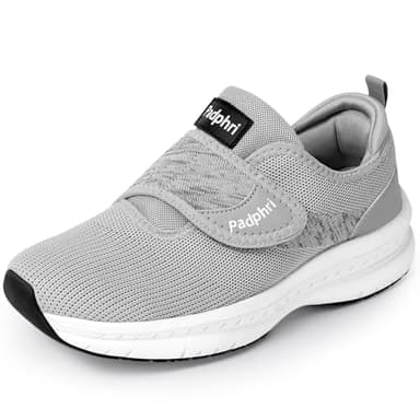 Padphri Diabetic Shoes for Men Extra Wide Width Walking Shoe Orthopedic Neuropathy Edema Swollen Feet Lymphedema Sneakers Zapatos para Diabéticos Hombre Grey