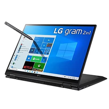 LG Gram 14T90P - 14" WUXGA (1920x1200) 2-in-1 Lightweight Touch Display Laptop, Intel evo with 11th gen Core i5 CPU, 8GB RAM, 256GB SSD, 24.5 Hours Battery, Thunderbolt 4, Black - 2021