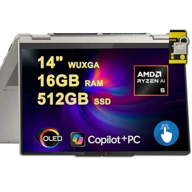 Lenovo Yoga 7 2-in-1 Laptop 14" WUXGA OLED Touch (100% DCI-P3, 600nits HDR) AMD 6-core Ryzen AI 5 340 (Up to 50 Tops) 16GB DDR5 512GB SSD for Creator Business Work Win11 ICP Hub w/Copilot AI