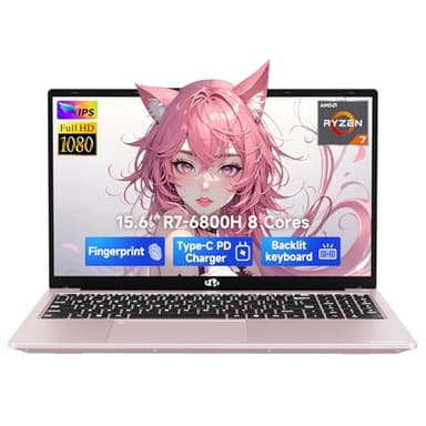 NIMO 15.6" IPS FHD-Gaming-Laptop, 8 Cores AMD Ryzen 7 6800H 16GB DDR5 RAM 256GB SSD (Beat i7-12700H, Up to 4.7GHz) Radeon 680M GPU-Computer with 100W Type-C Backlit Keyboard, Fingerprint