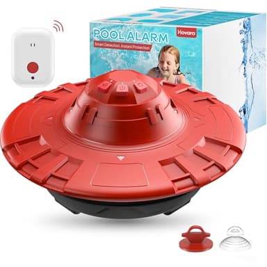 Pool Alarm, Floating Pool Safety Alarms for Inground & Above Ground Pools – Loud 110dB Alert, Adjustable Sensitivity, Protection for Kids & Pets (Red+Black)