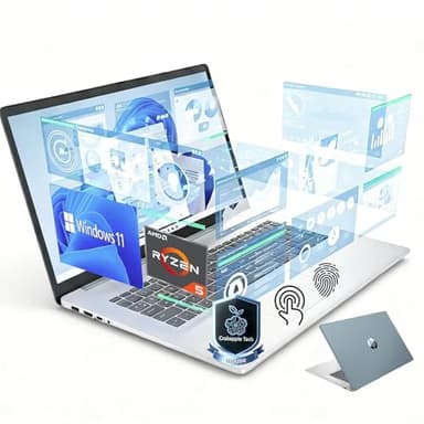 HP 17.3” Laptop Computer for Business & Home, Anti-Glare Touchscreen Laptop with AMD Ryzen 5 7430U Processor, 8GB DDR4, 512GB SSD, Backlit Keyboard, Fingerprint Reader, Webcam, Windows 11 Home, Blue