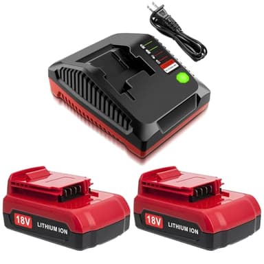 UGLOEY 2 Packs 18V Lithium PC18BLX Battery and PCXMVC Charger Compatible with Porter Cable 18V Battery PC18B PC18B-2 PC18BL PC18BLX PC18BLEX