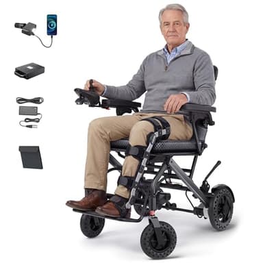 VERPAL 32lbs Lightweight Electric Wheelchair, Foldable Electric Wheelchair for Adults, Seniors, 360W Dual Motor Power Wheelchair 12.5 Miles for Travel, Park Hospital, 330 lbs Capacity-6Ah 16.5" Seat