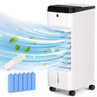 MEPTY Swamp Cooler, Windowless Portable Air Conditioners with Oscillation, Evaporative Air Cooler with Remote,12H Timer, Air Cooler Fan with 3Modes&Speeds for Bedroom Indoor Room