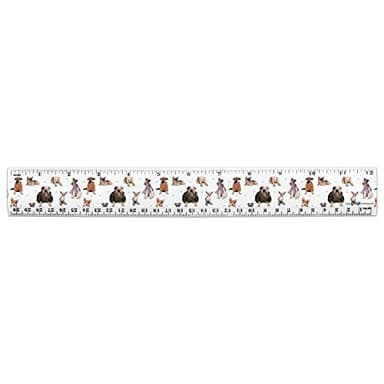 Cool Dogs in Outfits Paw Print Pattern 12 Inch Standard and Metric Plastic Ruler