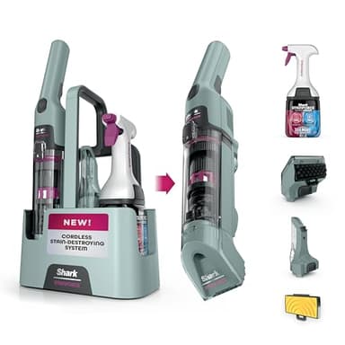 Shark StainForce Cordless Portable Spot, Stain, & Odor Remover System for Carpets, Area Rugs, Upholstery, Stairs, with Storage Caddy, Accessories, and Full-Size Cleaning Solution, HX101 (New)
