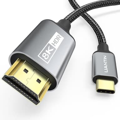 UANTIN USB C to HDMI 2.1 Cable 8K@60Hz, 4K@144Hz/120Hz, 48Gbps, HDCP2.3, Dynamic HDR, Type C to HDMI Braided Cord [Thunderbolt 3/4/5 Compatible] for iPhone 16, MacBook Pro/Air, Dell, HP, Surface, 6FT
