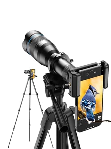MIAO LAB High Power 60X HD Phone Telephoto Lens with 54" Extendable Tripod & Remote Shutter, Works with iPhone Samsung Pixel Android Any Smartphones