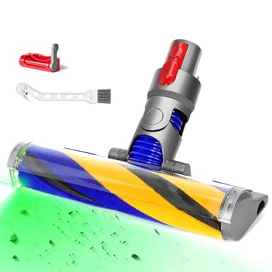 OTTWL V15 Fluffy Optic Cleaner Head Compatible with Dyson V8 V10 V11 V15 Cordless Vacuum Cleaners, Soft Roller Head with LED Green Light, Suitable for Thin Carpets, Hardwood Floor