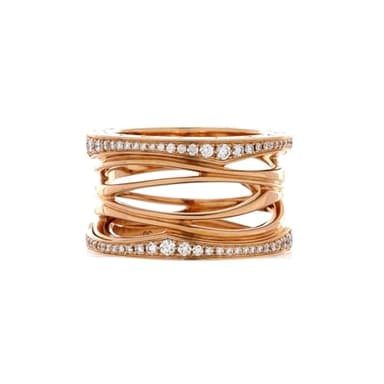 Bvlgari, Pre-Loved B.Zero1 Design Legend Zaha Hadid Four Band Ring 18K Rose Gold with Diamonds, Rose Gold