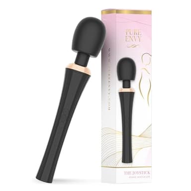 Pure Envy Joystick Powerful Wand Vibrator - 5 Vibration Modes & 3 Speeds, Ultra-Quiet Rechargeable Waterproof Silicone Wand Massager for Adults – Premium Magic Wand Sex Toy for Women & Men, Black