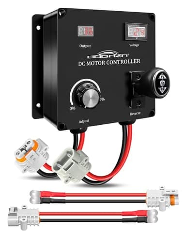 Waterproof PWM Controller, DC 12-48V 35A Motor Speed Controller, with Forward-Reverse Switch & Voltmeter & 2 PCS Extension Wires, Variable Speed Controller for Boat Trolling Motor DC Brushed Motor