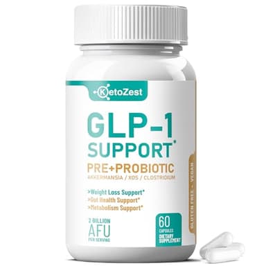 KetoZest GLP-1 Support Weight Loss Supplement - Prebiotic Probiotic GLP1 Support for Women Men - Natural Support with Akkermansia Muciniphila for Fat Burn Gut & Metabolic Health Support