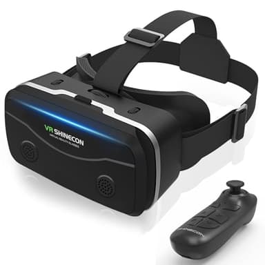 CoCerKet VR Headset with Bluetooth Controller - Universal 3D Virtual Reality Glasses Compatible for 4.7-7 inch iPhone Android Phones, Features Adjustable HD Lens & Heat Dissipation Design