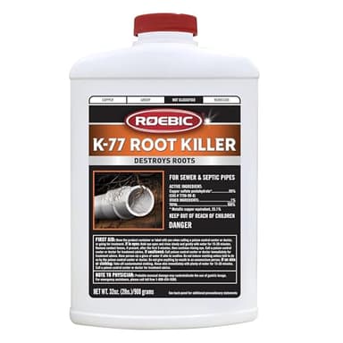 Roebic K-77 Granular Tree Root Killer, Chemical Septic System, Drain Field and Sewer Line Pipe Clog Remover and Root Destroyer, Safe for Bathroom Toilet, 32 oz