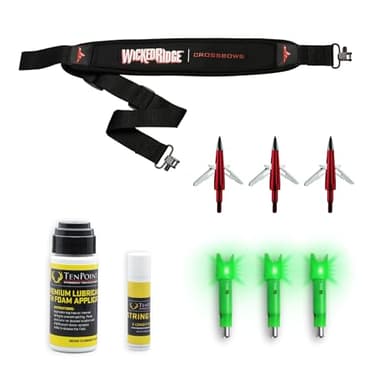 Wicked Ridge Ready-to-Hunt Accessory Package - Includes Three Alpha-Blaze Lighted Nocks (Green), Three EVO-X CenterPunch Broadheads, Sling, String Wax & Conditioner + Premium Lubricant