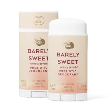 Honestly pHresh Prebiotic Natural Deodorant for Women – Aluminum & Baking Soda Free with 24 Hour Odor Protection. Clean Vegan Deodorant for Sensitive Skin. Made In USA – Barely Sweet Scent, 2.5 oz