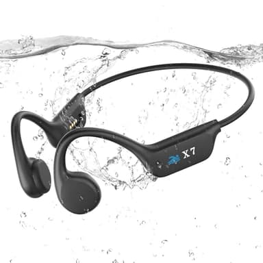 Swimming headphones-bone conduction headphones, IP68 waterproof built-in MP3 player 32G memory, underwater swimming headphone, wireless open Earphones Bluetooth 5.4, for running, cycling (black)