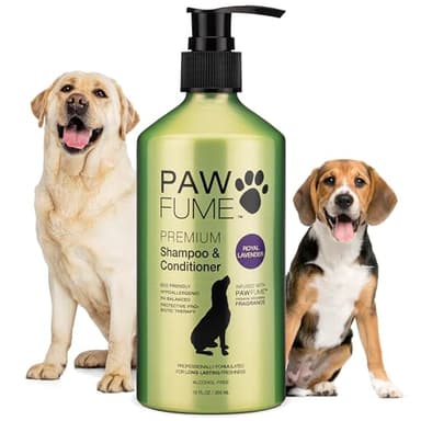PAWFUME Dog Shedding Shampoo and Conditioner, Royal Lavender, 1-Pack – Nourish & Detangle for Silky Soft Coat – Probiotic, Deep-Cleaning, pH-Balanced – Salon-Quality Shedding Shampoo for Dogs