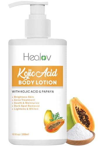 Kojic Acid Lotion – Skin Brightening Body Lotion for Age Spots, Hyperpigmentation, Intimate Areas – Dark Spot Remover, Reduces Acne, Scars and Evens Tone – Kojic Acid Cream for Brighter, Glowing Look