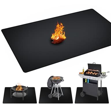 rumlick 48 x 30 inch Under Grill Mats for Outdoor Grill, Double-Sided Fireproof, Oil and Waterproof Protective Mat for Grass and Deck, Outerdoor BBQ Fire Pit Fireplace Mat