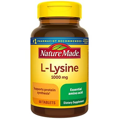 Nature Made L-Lysine 1000 mg, Dietary L-Lysine Supplements, 60 Tablets, 60 Day Supply