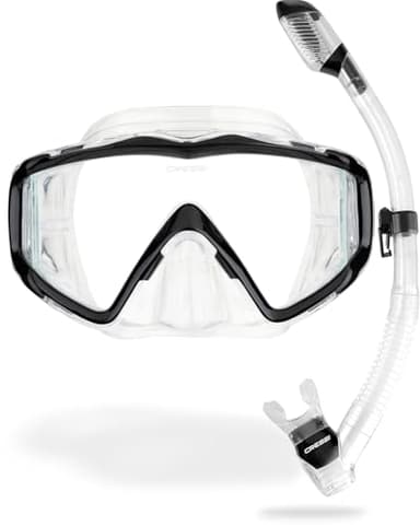 Cressi Pano 3 & Supernova Dry Mask & Snorkel Kits, Clear/Black