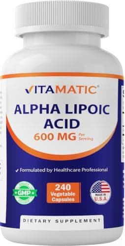 Vitamatic Alpha Lipoic Acid (ALA) 600mg Per Serving - 240 Vegetable Capsules - 120 Servings - Non-GMO & Gluten Free