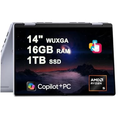 Dell Inspiron 14 7445 2-in-1 Laptop 14" WUXGA Comfortview Touchscreen AMD 6-core Ryzen 5 8640HS (>i7-1355U) 16GB DDR5 1TB SSD Backlit for Designer Business Professional Work Win11 Copilot AI