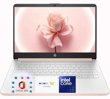 HP 14” Rose Gold Laptop, Intel Dual-Core, 8GB RAM, 128GB SSD, HD Display, Windows 11, Microsoft 365 Web Apps with 1TB OneDrive, Lightweight Student Computer