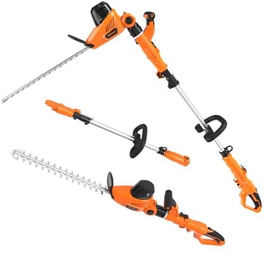 GARCARE 2 in 1 Electric Pole Hedge Trimmer, Power Hedge Trimmer with 20 inch Dual-Action Laser Cut & Adjustable Cutting Head, 4.8Amp, 600W, Corded