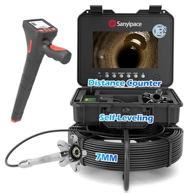 Sanyipace Sewer Camera with Pipe Locator, 7mm/0.28inch Cable, 512Hz, 10.1" IPS Screen, 32GB Card, 165FT/50M Borescope Inspection Camera, DVR with Speaker, for Drain Pipe Plumbing Inspection