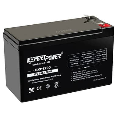 ExpertPower EXP1290-12V 9AH SLA AGM Rechargeable 12V Battery for Ride on Toys, APC Backup UPS Battery Replacement, 12 Volt Batteries for Alarm, Replaces UB1290 CP1290 40748, F2 Terminals