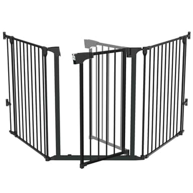 Bonnlo Baby Safety Gate, 82-Inch Configurable Walk-Through Fence for Toddler/Pet/Dog/Cat/Puppy, Adjustable Metal Barrier for Fireplace/Stairs/Doorways