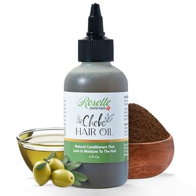 Roselle Naturals Chebe Oil for Hair Growth for Black Women, Chebe Oil Hair Growth Products Made in USA 4 Fl Oz - Chebe Powder Chebe Hair Grease for Stronger, Longer, Thicker Hair.