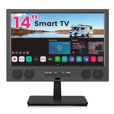 othoig 14 Inch Small Smart TV HD LED, Small Portable Smart TV with Built-in APP, Digital ATSC Tuner,HDMI/USB/AV Inputs, Small Smart Television for Kitchen,Bedroom,RV,Camper