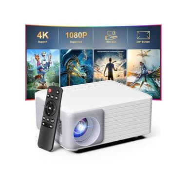 Mini Portable Projector, Full HD 1080P 4K Support Movie Projector, Portable Small Projector for Home Theater/bedroom, Compatible with iOS, Android, TV Stick, Laptop, HDMI, USB