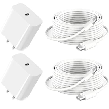GKW iPad Charger Fast Charging 10ft USB-C Cable & 20W USB-C Charger Block 2-Pack for Apple iPad A16/11th/10th/Pro 13/12.9/11/Air/Mini A17 Pro, iPhone 17/16/15 Series, White