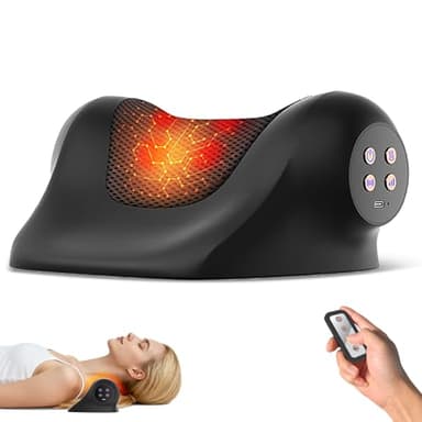 RINGCO Neck Massager with Heat, Red Light & Vibration Adjustable, Heated Neck Stretcher with 3 Modes, Rechargeable Cervical Traction Device for Pain Relief & Muscle Relaxation, Gift for Women Men