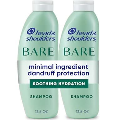 Head & Shoulders Anti-Dandruff Shampoo, BARE Soothing Hydration Twin Pack, 1% Pyrithione Zinc, Dry Scalp Relief, Free of Sulfates, Silicones, Dyes, 13.5 fl oz Each