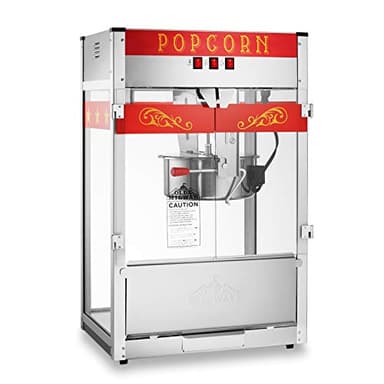 Olde Midway Commercial Popcorn Machine Maker Popper with Extra Large 16-Ounce Kettle - Red