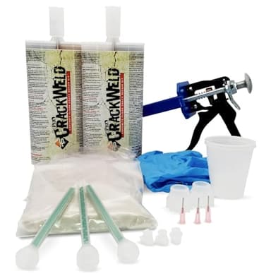 CrackWeld PRO Concrete Floor Repair Kit – Seal Cracks in Basement Slabs, Driveways, Garages, Pool Decks, and More. Indoor/Outdoor. Fast-Curing. No Grinding Needed. Complete Repair Kit.