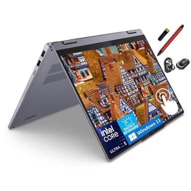 Lenovo IdeaPad 5i 2-in-1 Laptop, 14" WUXGA Touchscreen, Intel 12-core Ultra 5 225U AI up to 4.8GHz, 8GB LPDDR5 RAM, 512GB SSD, Backlit Keyboard, Luna Grey, Windows 11, EAT 16GB USB Pen Accessories