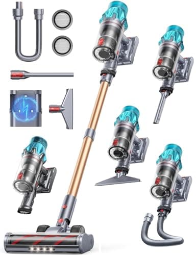 Cordless Vacuum Cleaner 650W/55Kpa, Stick Vacuum Cleaners 70 Mins Max Runtime with Charging Dock, Self-Standing Handheld Vacuum with Touch Display, 6-in-1 Vacuum Cleaner for Carpet/Hard Floor/Pet Hair