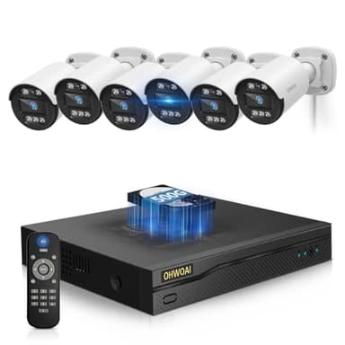《5MP Super HD & 80ft IR Night Vision》Wired Security Camera System Outdoor, IP67 Waterproof CCTV Cameras Systems with AI Human Detection, Home Video Surveillance DVR Kits