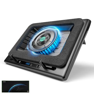 llano Gaming Laptop Cooler, V12 Laptop Cooling Pad Stand with 5.5inch Fan, Fast Cooling Computer Laptop 15.6-21in, Adjustable Speed, Touch Control, 3-Port USB A, A Mouse Pad Included