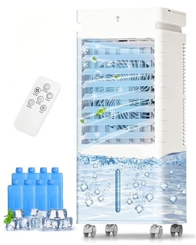 Portable Air Conditioners, Swamp Cooler Portable AC Unit for Room, Windowless Cooling Fan That Blow Cold Air w/Remote 5L Tank 12 Speeds 9H Timer, Evaporative Air Cooler for Bedroom Garage (White)