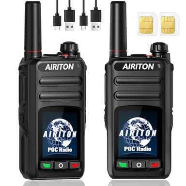 AIRITON Walkie Talkies Fast Radio Unlimited Range Nationwide 4G Long Distance 5000 Miles Handheld POC Two Way Radio Push to Talk Over Cellular Radio Walkie Talkie for Group(2 with SIM Card)