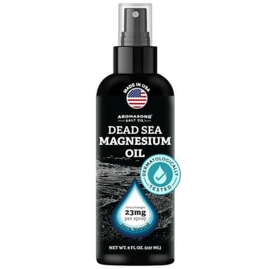Aromasong Magnesium Spray - Extra Strength (23mg in Each Spritz) 8 Oz, Natural and Pure Magnesium Oil Spray - Made in The USA - for Leg Discomfort and Promotes a Calm Sleep
